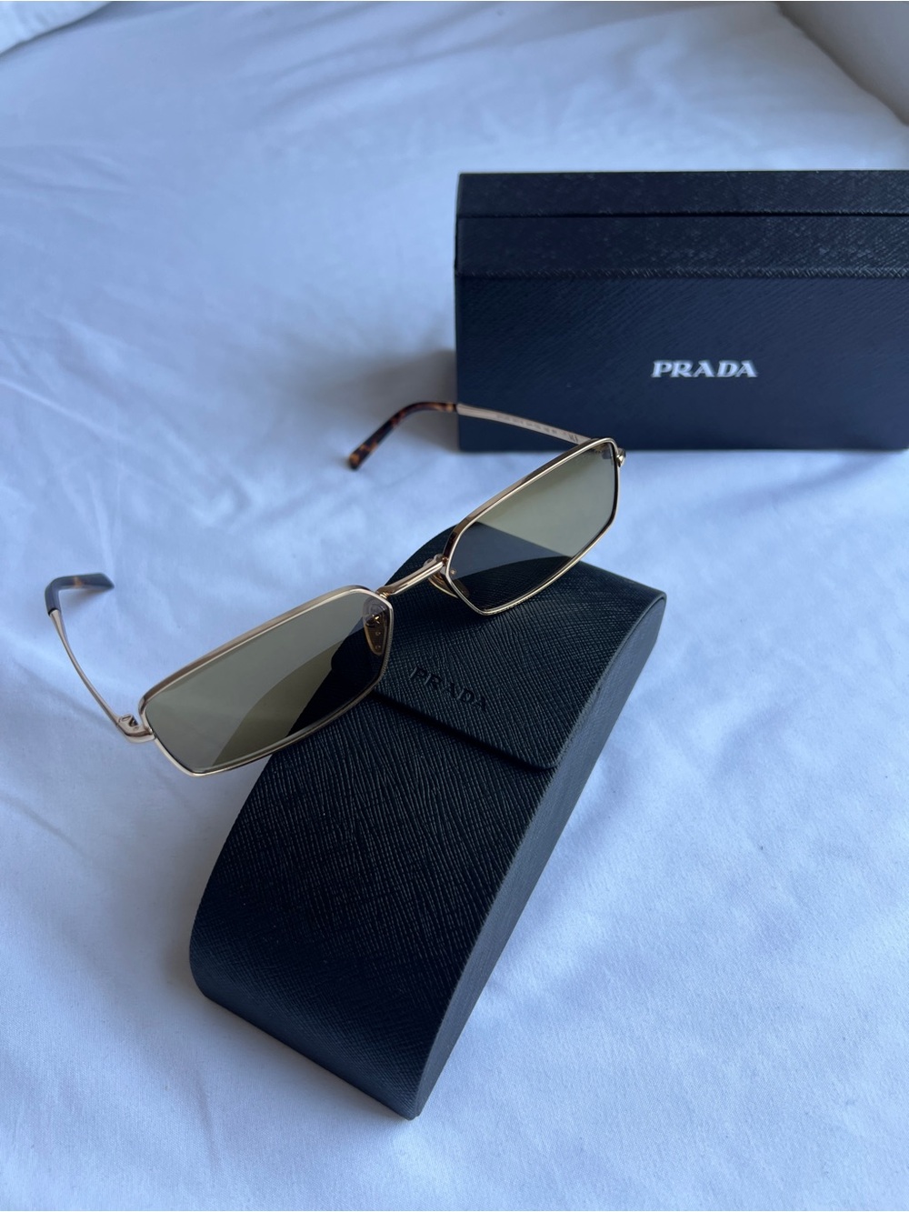 PRADA Brand New Authentic UNISEX PR A60S rectangle sunglasses Metal light lens